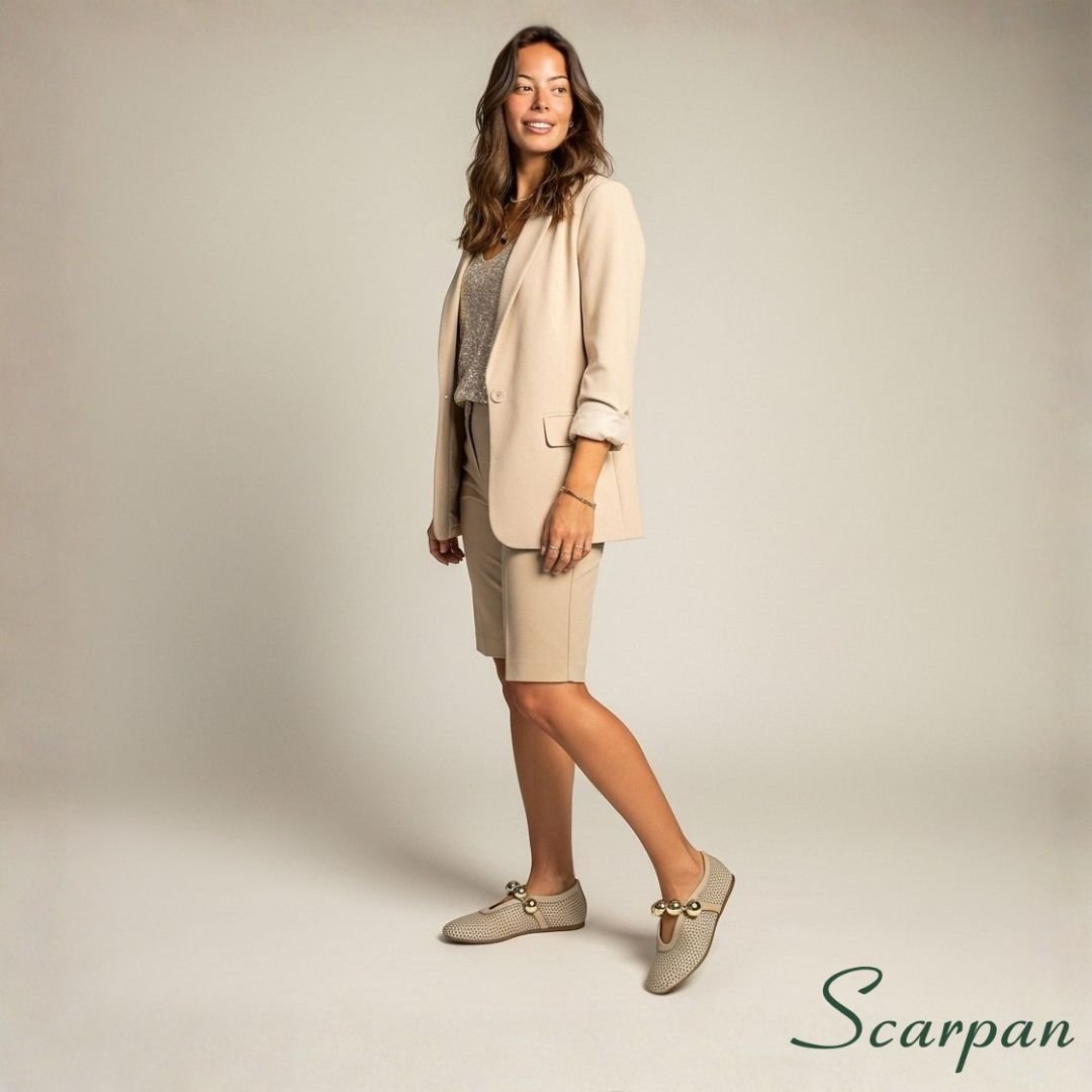 Sapatilha feminina em Couro 54200 - Off White Site 02-2