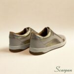 Tênis Feminino de Couro 153.177 - Off com Ouro. - Imagem 6