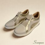 Tênis Feminino de Couro 153.177 - Off com Ouro. - Imagem 2