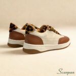 Tênis Feminino de Couro Off/Caramelo/Onça - 153.173 - Imagem 4