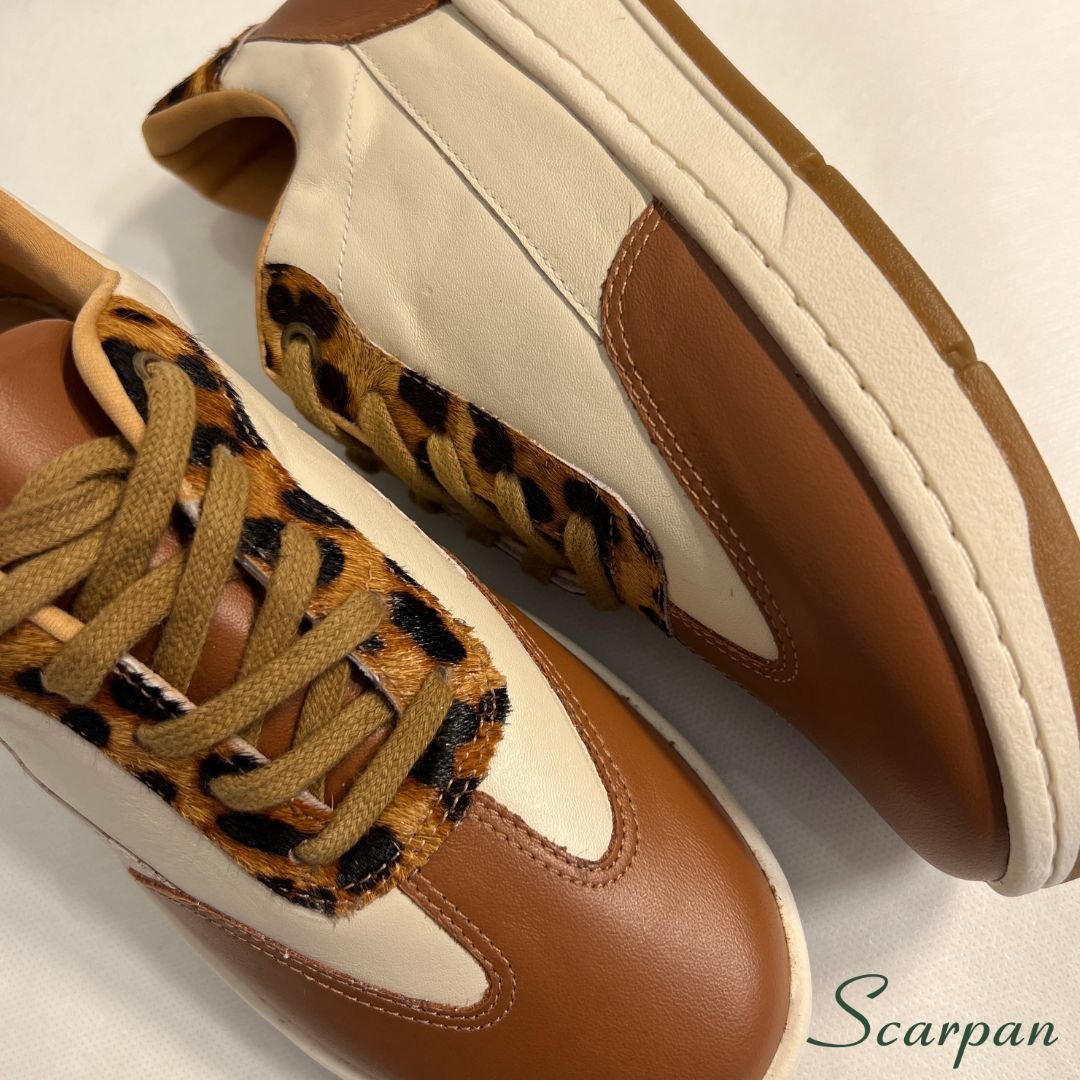 Tênis Feminino em Couro Off com Caramelo 153.173 - Site 07
