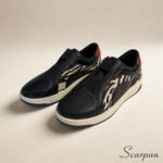 Tênis Feminino de Couro 153.177 - Preto com Zebra - Imagem 2