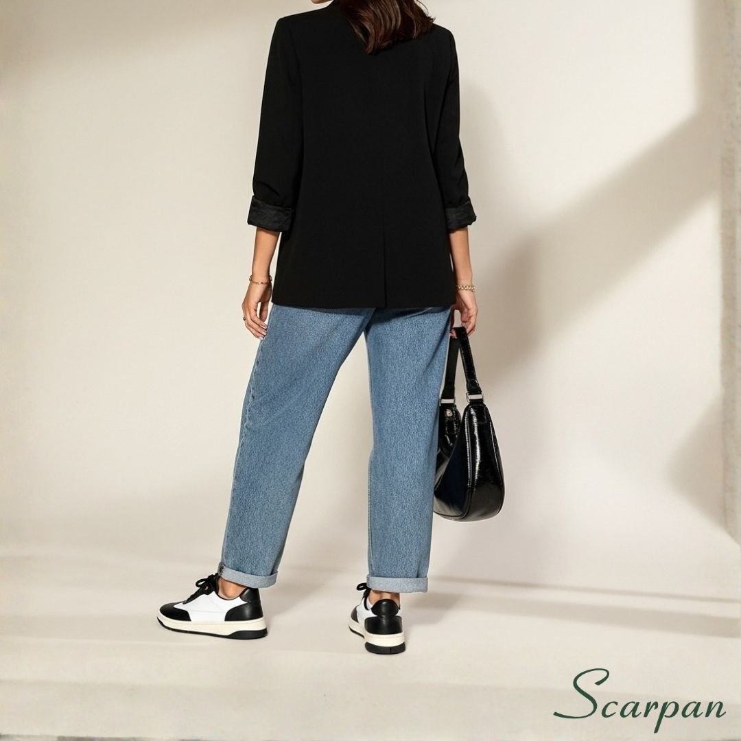 Tênis Feminino em Couro Preto com Branco 153.173 - Site 02