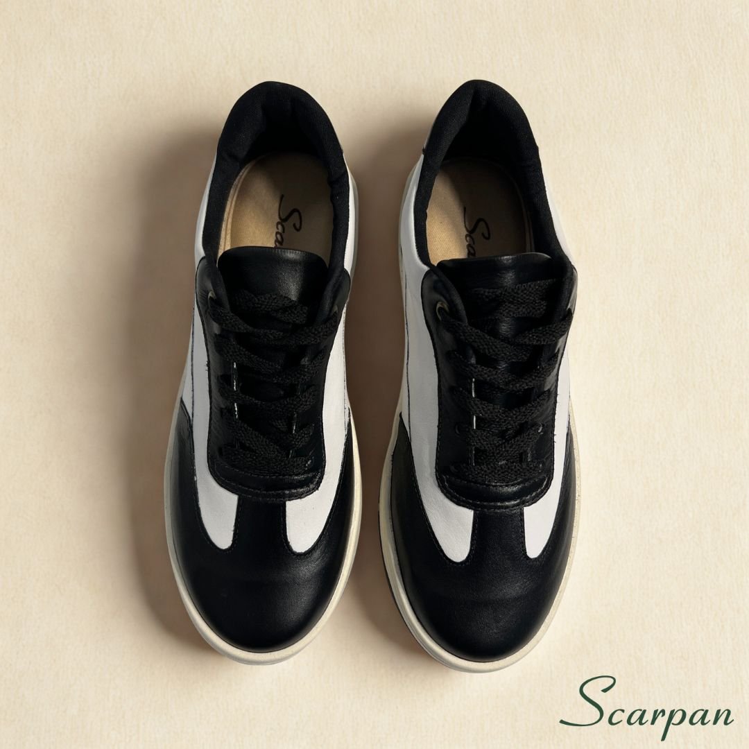 Tênis Feminino em Couro Preto com Branco 153.173 - Site 05