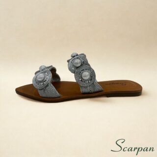 Sandalia Rasteira em Couro 505 - Prata