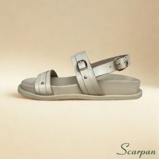 Papete Feminina Couro Conforto Birken Tiras Largas e Fivelas Douradas Scarpan