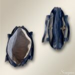 Bolsa de couro com divisórias Cibeli cor azul-marinho em couro legítimo com metais dourados. Foto Interna