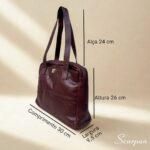 Bolsa Feminina de Couro Legítimo com Divisórias Cibeli - Pinhão - Imagem 5