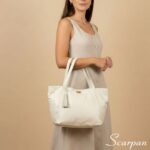 Bolsa Sacola de Couro Feminina Isabel  - Off White - Imagem 3