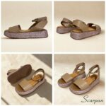 Sandália flat nude confortável com solado em palha