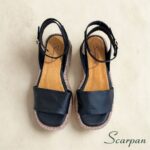 Sandália Anabela em Couro Preta - 161.0330 - Imagem 5