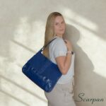 Bolsa de Couro Feminina Transversal Marinho, modelo bolsa Julia