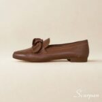 Mocassim em Couro Legitimo com Laço na cor Caramelo