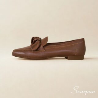 Mocassim em Couro Legitimo com Laço na cor Caramelo