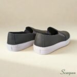 Tênis Slip On de Couro Cinza Escuro - 153.092 - Imagem 2