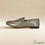 3. Mocassim com fivela em couro legítimo prata velho com acabamento sofisticado