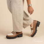 Mocassim tratorado em couro legitimo caramelo/off white