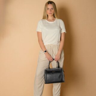 Bolsa Feminina Transversal de Couro Raika  - Preta
