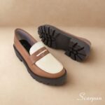 Mocassim Tratorado de Couro Caramelo/Off - 152.094 - Imagem 9