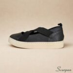 Tenis Sapatilha com elastico em Couro Preto - 3011 - Imagem 2