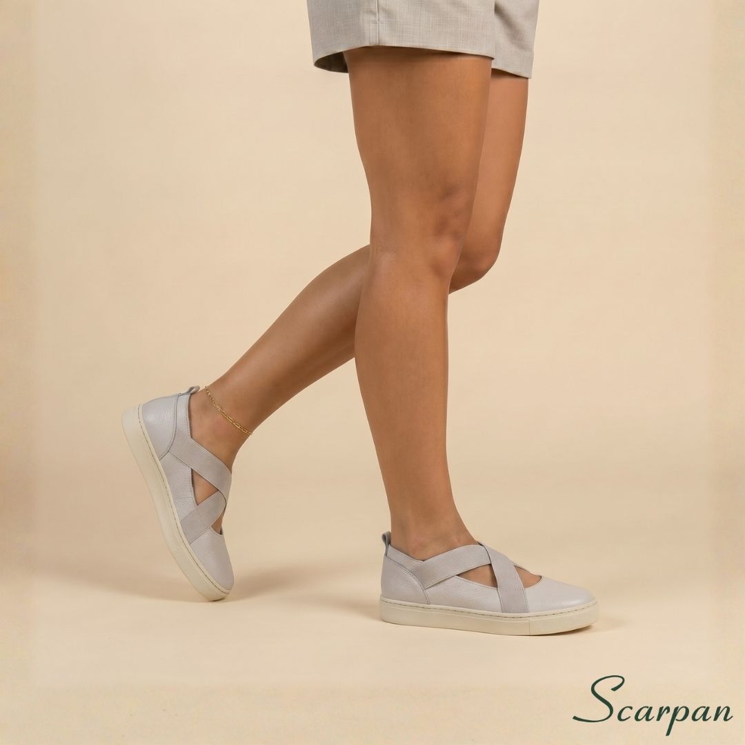 Tênis Feminino de Couro Off White - 3011 Site 01-2 Tênis sapatilha de couro feminino na cor off white scarpan